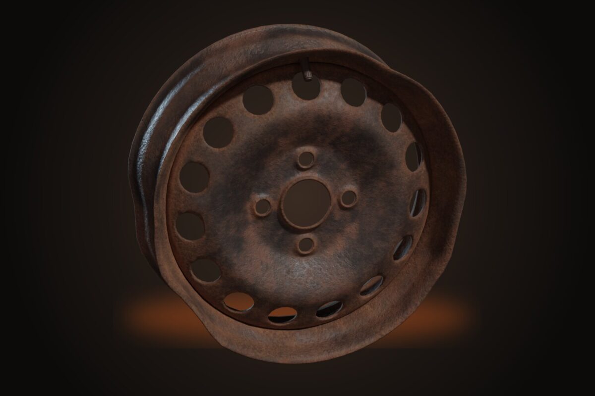 Rusted Wheel Rim 02 Model